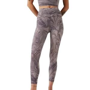 Athleta Women's Transcend 7/8 Tight Legging Gray Violet Marble Size XL Print